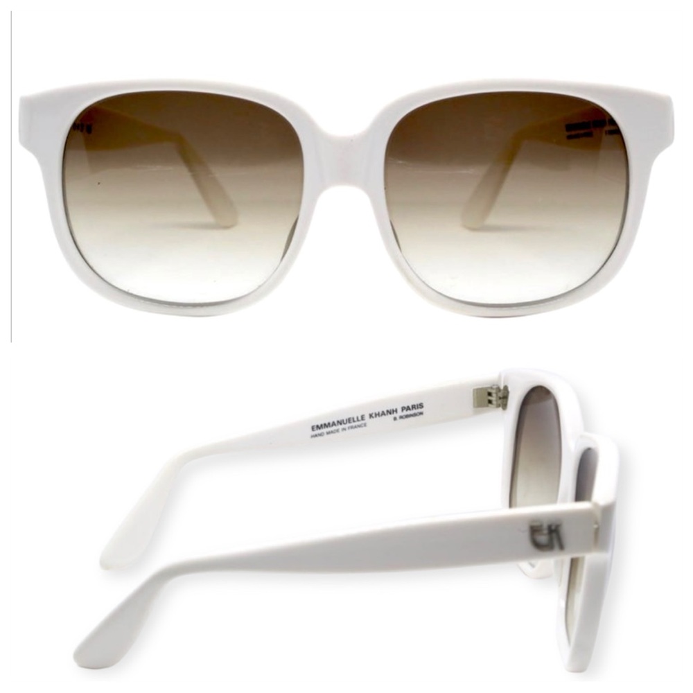 Vintage Emmanuelle Khanh Paris White Thick Framed Sunglasses, Iconic Mod 8080